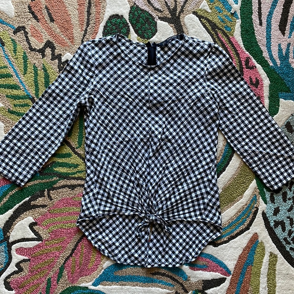 Zara gingham tie front top